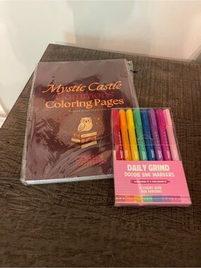 Daily Grind Planner-Mystic Castle Coloring Pages & Doodle Line Marker Set-NEW!